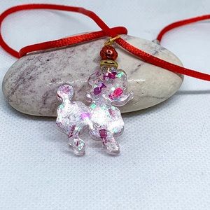 White poodle necklace, Mini poodle necklace